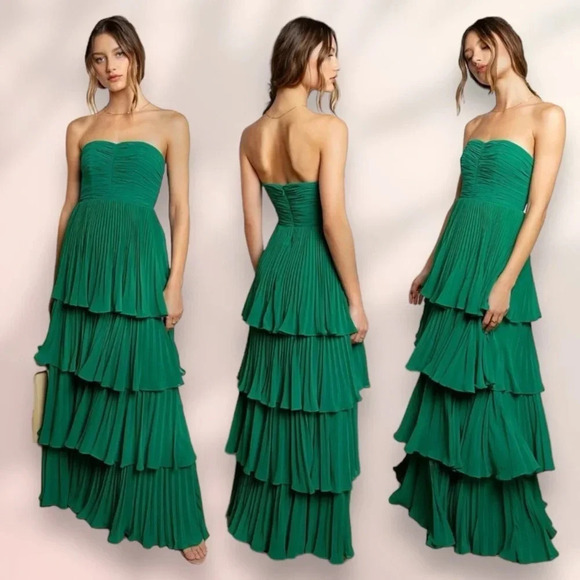 Fame and Partners Tiered Strapless Dress in Red Size 10 - Picture 8 of 11